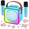 Mini Karaoke Machine With 2 Wireless Microphones, Adults Kids Toys, Gems Stickers, Portable Bluetooth Speaker, Christmas Birthday Gifts For Girls 4, 5, 6, 7, 8, 9 + Year Old (Blue)