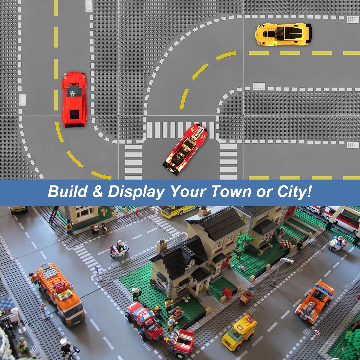 6 Pack Road Base Plates For Building, Compatible With Lego Classic Bricks, 10 X 10 Baseplates Fits For Lego Roads, Road Ba