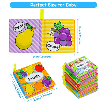 Okooko Soft Baby Books 12Pcs Soft Cloth Books Bath Books Crinkle Washable Non-Toxic Early Education Preschool Learning Toy For Newborns Babies Infants Toddlers Kids