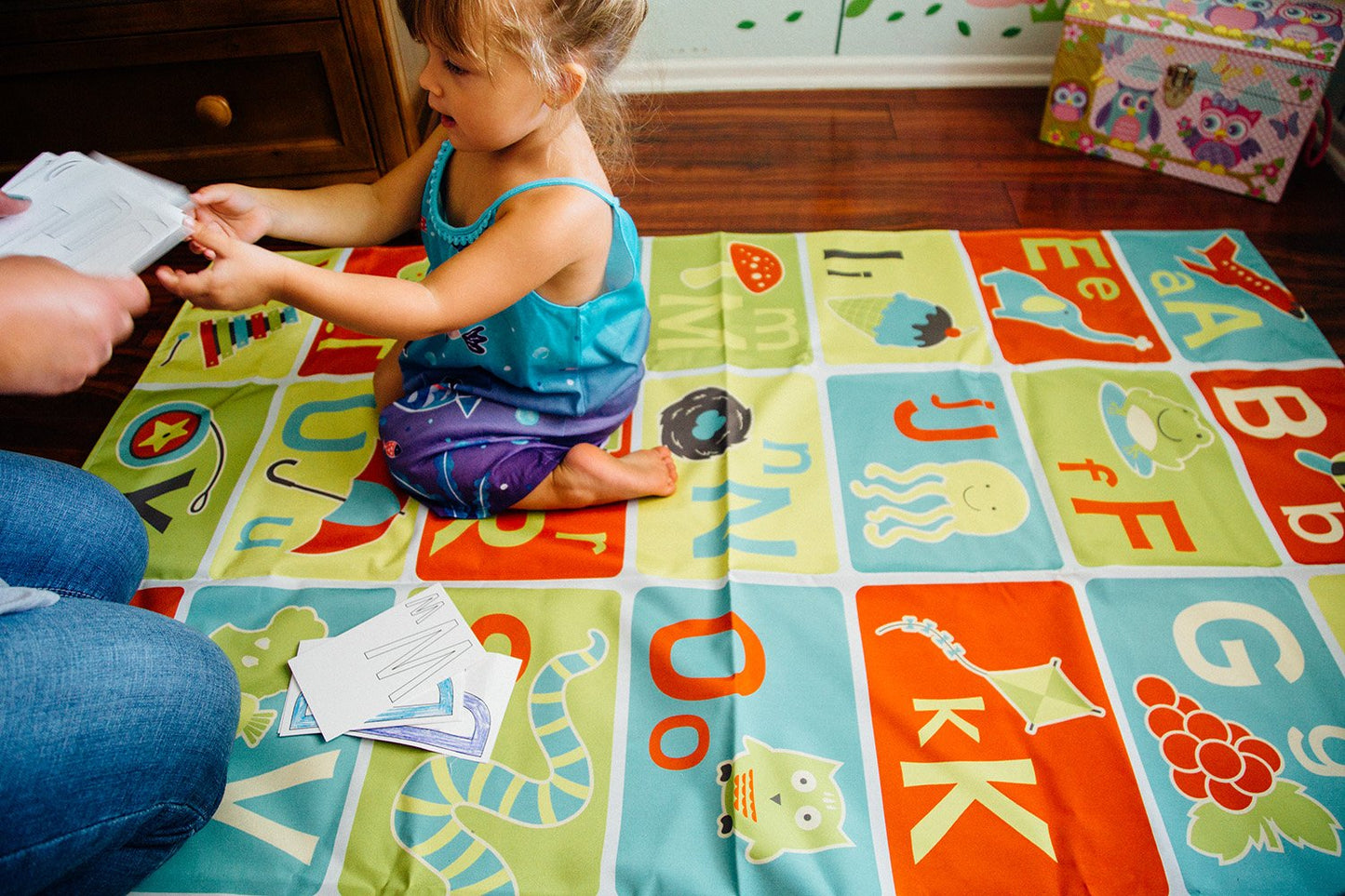 Pacific Play Tents 96000 Kids A-B-C Learning And Fun Mat For Bedroom, Playroom, Or Classroom, 48'' X 58'', Yellow