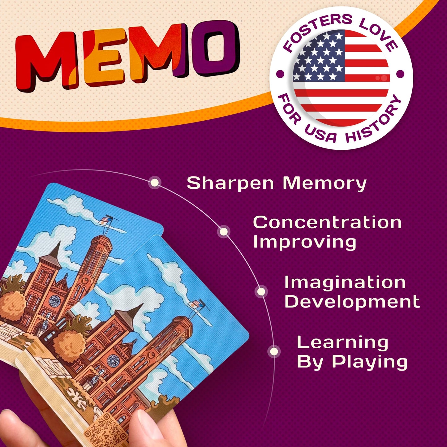 Memo Games Memory Matching Card Game - Washington, D.C. Landmarks - Fun & Educational Family Concentration Game For Teens, Adult