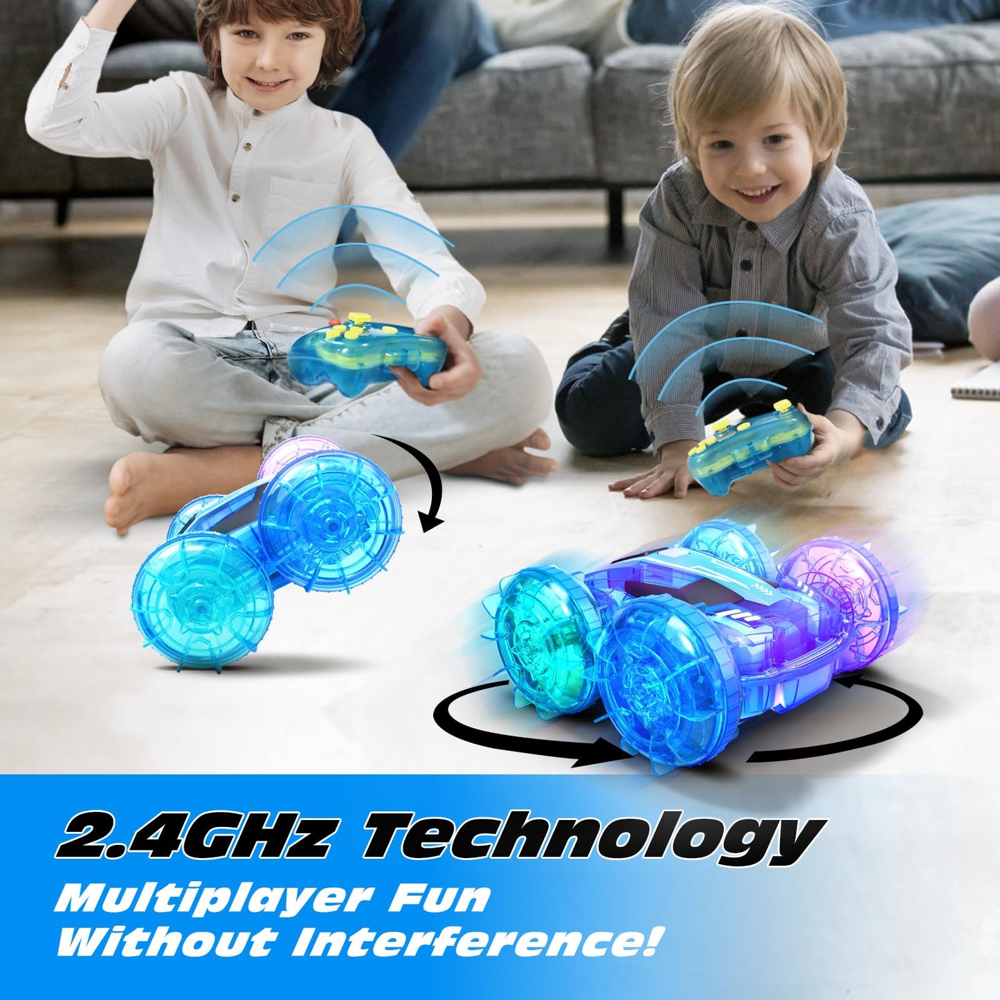 Tecnock Amphibious Remote Control Car Boat for Kids, 4WD RC Stunt Car with Waterproof Remote Control, 2.4GHz Gesture RC Cars wit