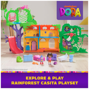 DORA Rainforest Casita Playset with Dora & Boots Figures, Bilingual Phrases, Multicolor, Model 6075345, Kids Toys for Ages 3+