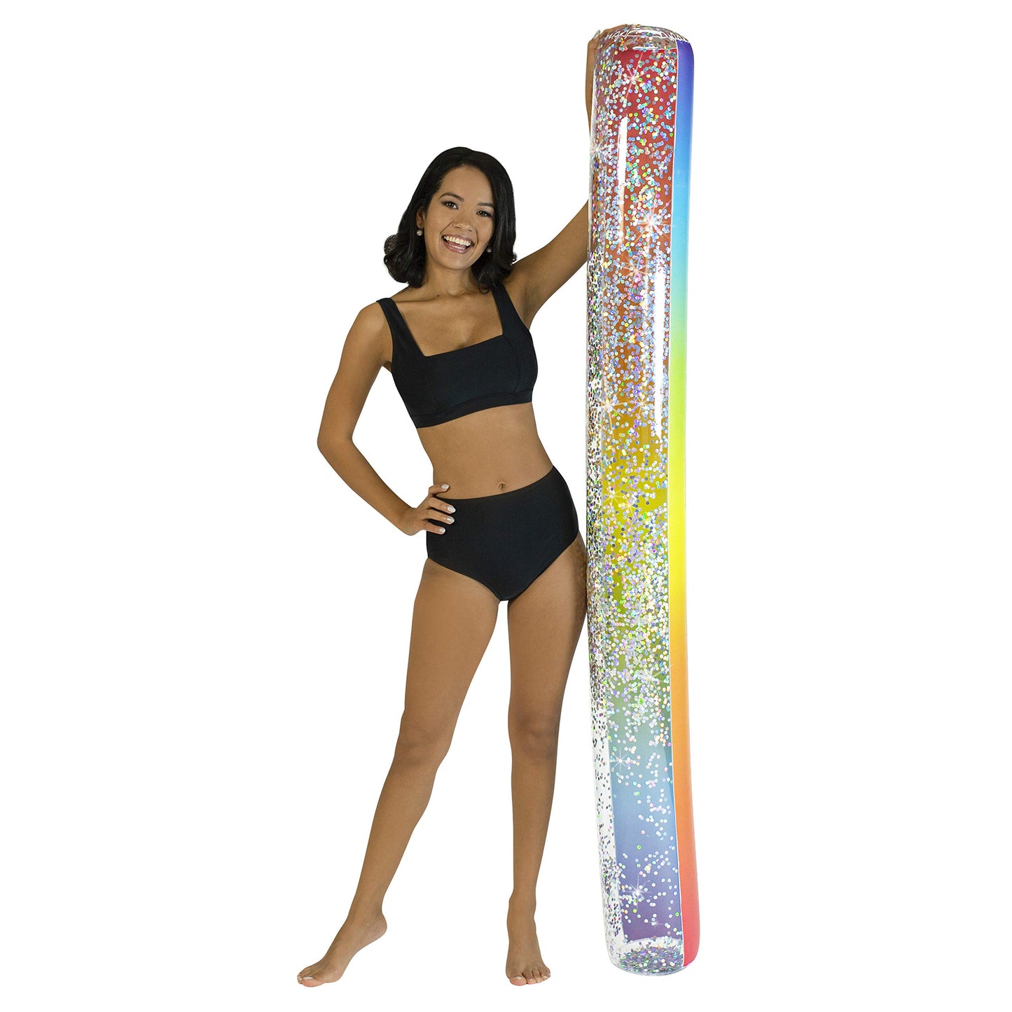 Poolcandy Inflatable Jumbo Swim Noodles (Rainbow Haze With Glitter Swim Noodles)