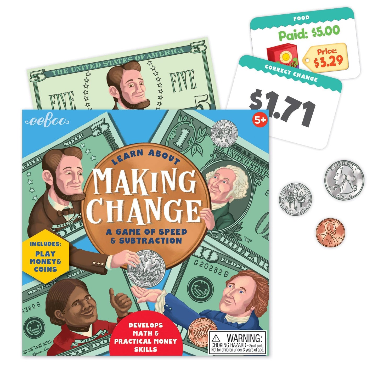 Eeboo: Making Change Game, Develops Math And Practical Money Skills, Educational Game That Allows For Skills To Form, Perfect For Ages 5 And Up