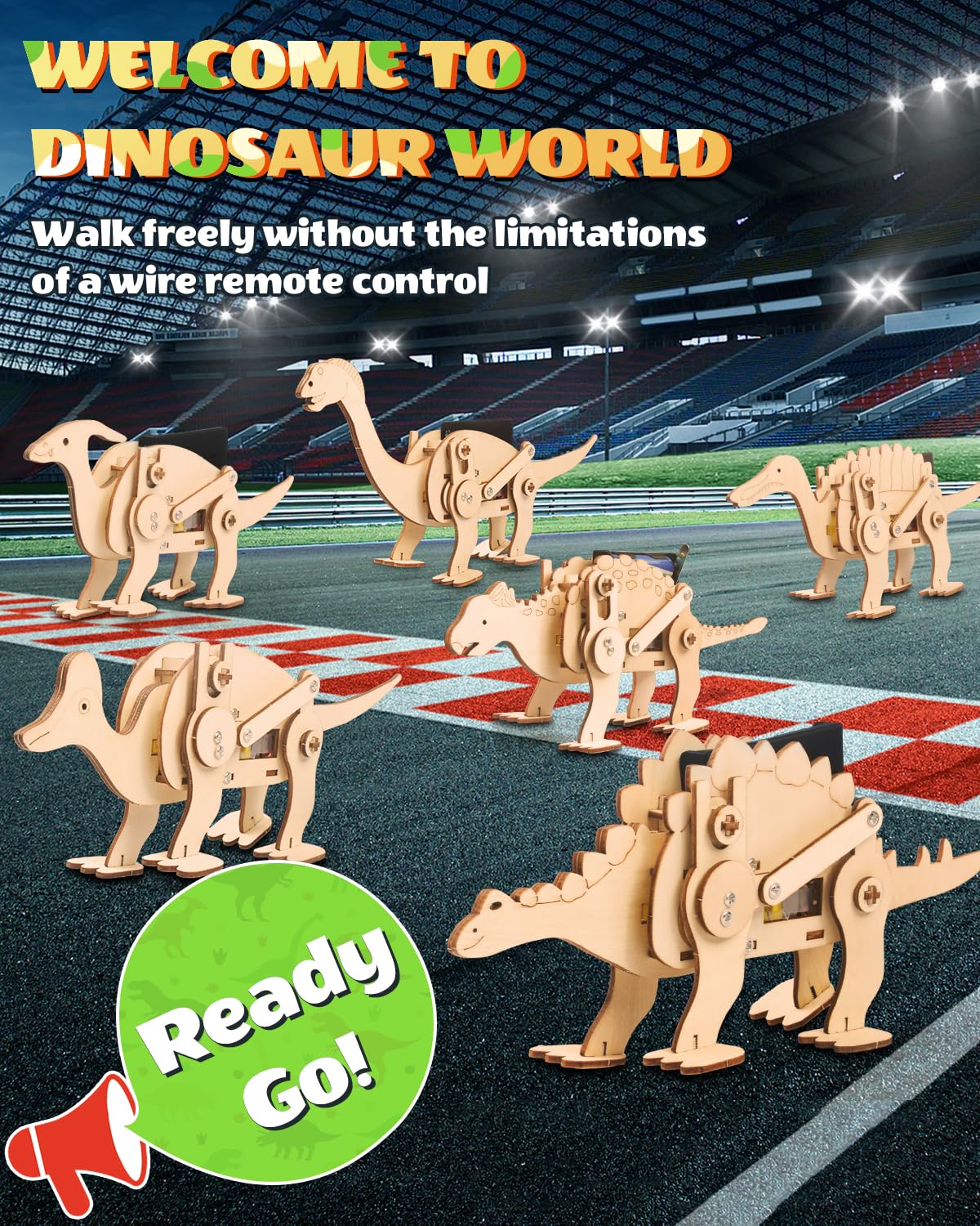 Poraxy Dinosaur Toys, 6 Set Stem Kits For Kids Ages 8-10-12, Toys For Ages 8-13, Science Kits Buildings Projects, 3D Wooden Puzzles Robot Crafts, Gifts For Boys And Girls Ages 8 9 10 11 12 13