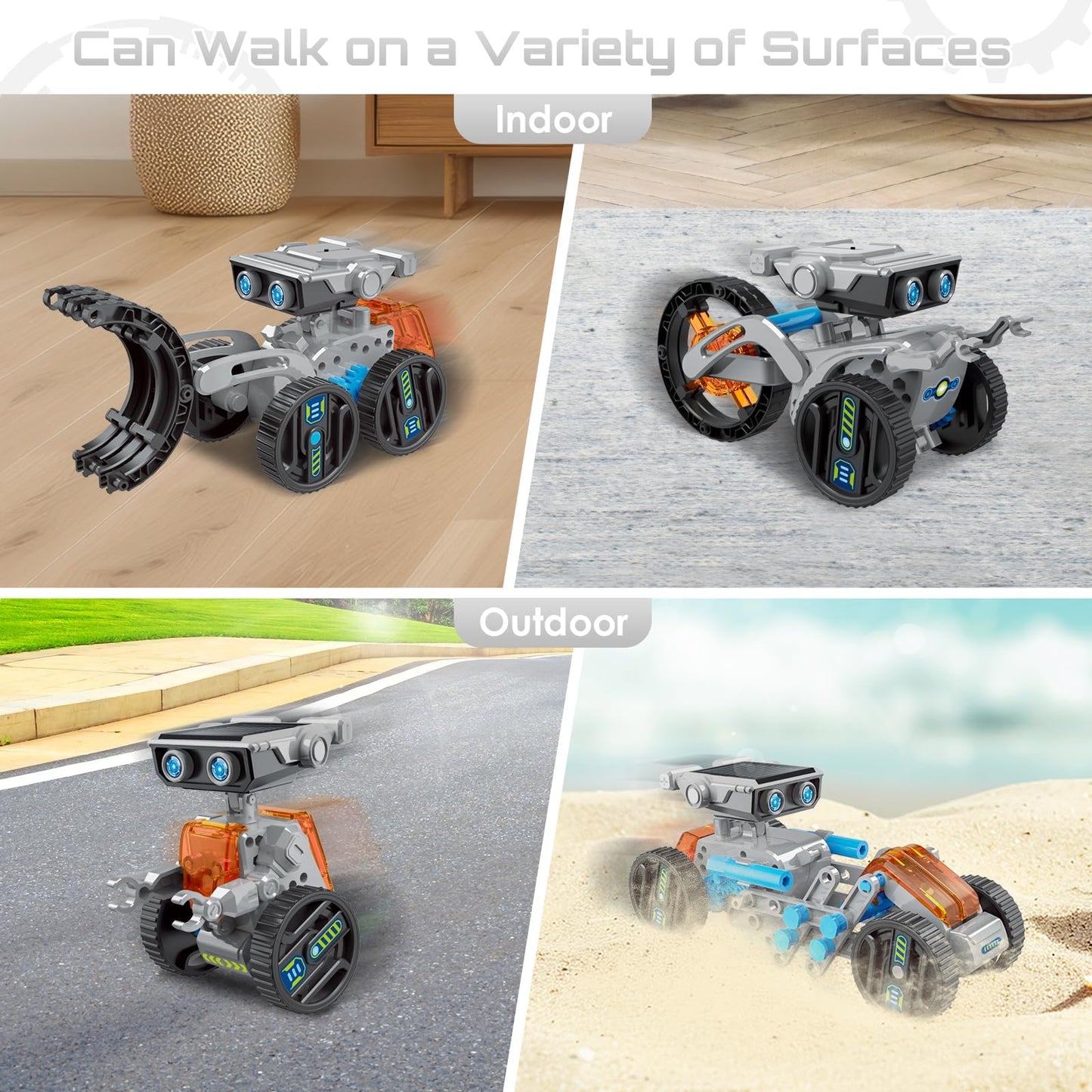 12 In 1 Solar Robot Kit, Diy Solar Power Building Kit With Solar Panel And Battery Power, Education Science Experiment Birthday Idea Gifts Toy For Kids 8 9 10 11 12 Years Old-Grey