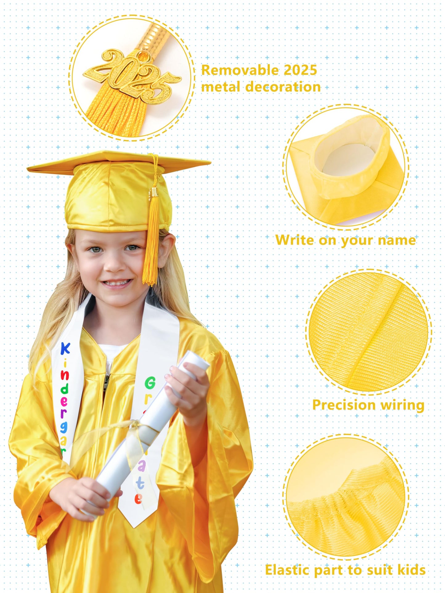 Qzyl Kindergarten Graduation Cap And Gown, Unisex Congrats Grad Outfit With Tassel & Certificate For Preschool Kindergarten