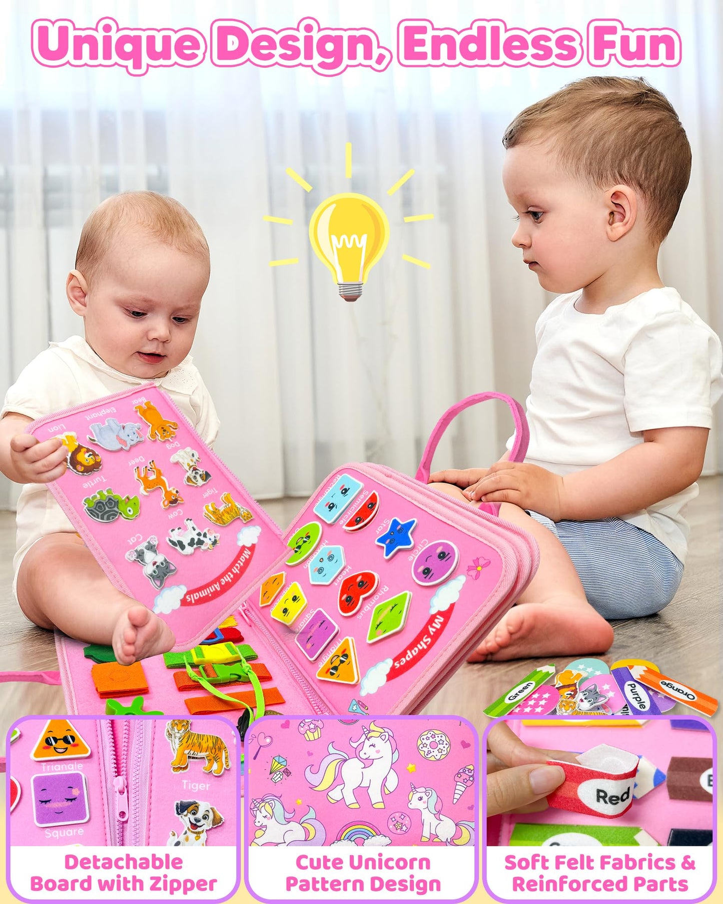 Walenty Toddler Busy Board Montessori Toys For 1 2 3 4 Year Old Girl Birthday Gifts, Busy Book Sensory Learning Toys For Toddler