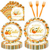 Little Cutie Baby Shower Decorations - 96PCS A Little Cutie Is on the Way Plates and Napkins Party Supplies Orange Tangerine Cit