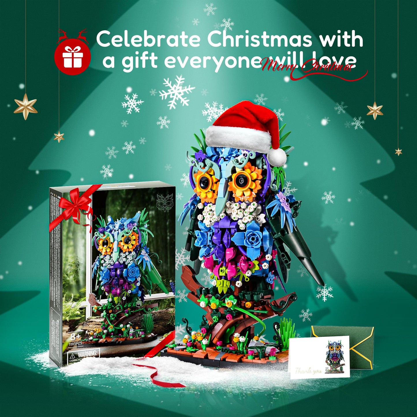 Jojo&Peach Floral Owl Toy Building Sets, Moc Flower & Animal Collectible Table Art, Mother'S Day Birthday Gifts Toys For Adults