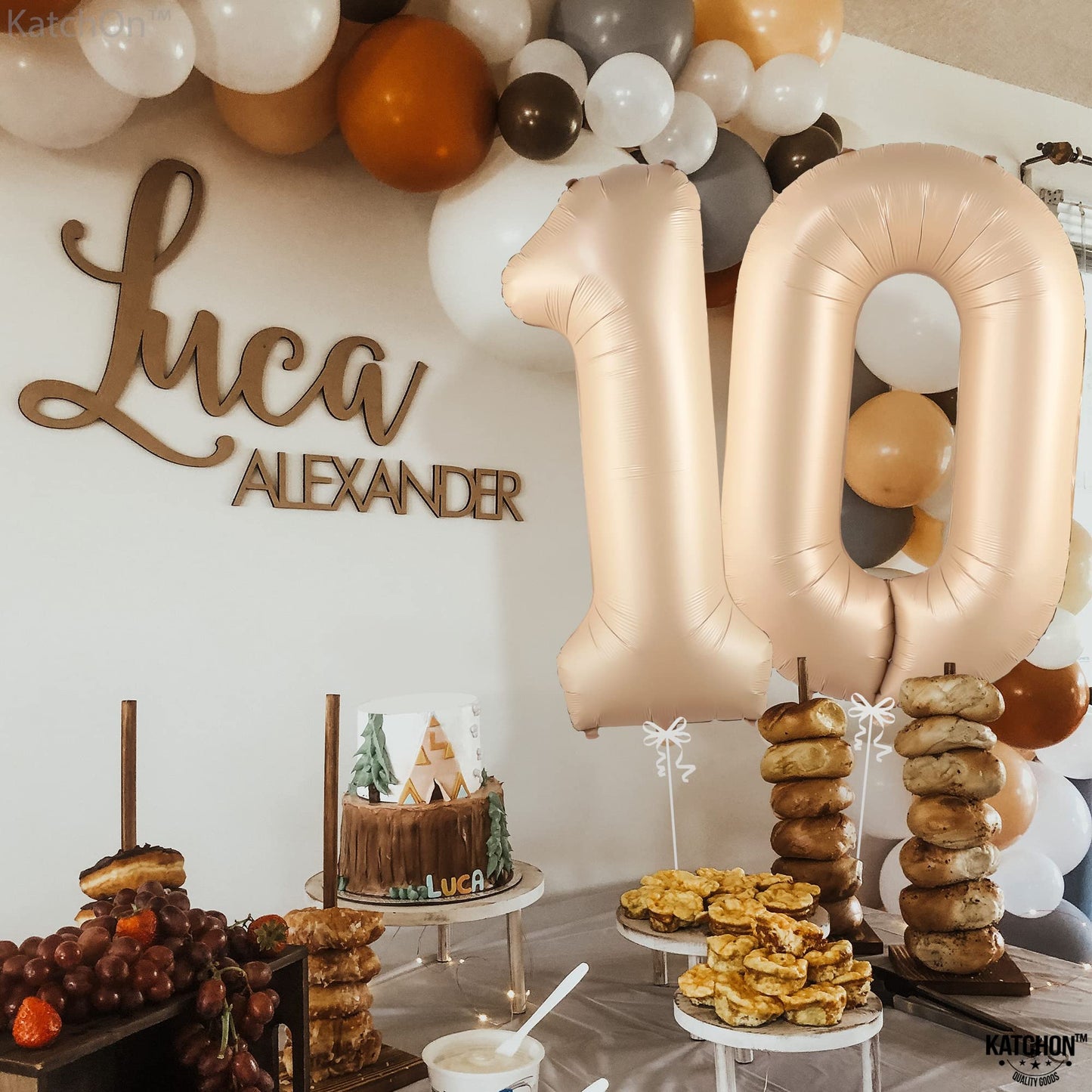 Katchon, Giant Caramel 10 Balloon Number - 40 Inch | 10Th Birthday Decorations | Caramel 10Th Birthday Balloons For 10 Birthday Decorations Caramel | Caramel Number 10 Balloons