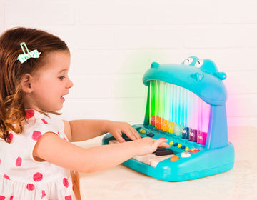 B. toys Hippo Pop Musical Toy Keyboard - Piano with Songs, Sounds & Lights - Multicolor - Model LB1650Z - For Toddlers 12 Months +