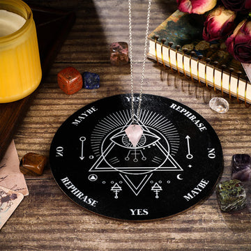 Jetec Wooden Pendulum Board Dowsing Divination Pendulum Witchcraft Altar Supplies With Crystal Necklace And Wooden Pendulum Boar