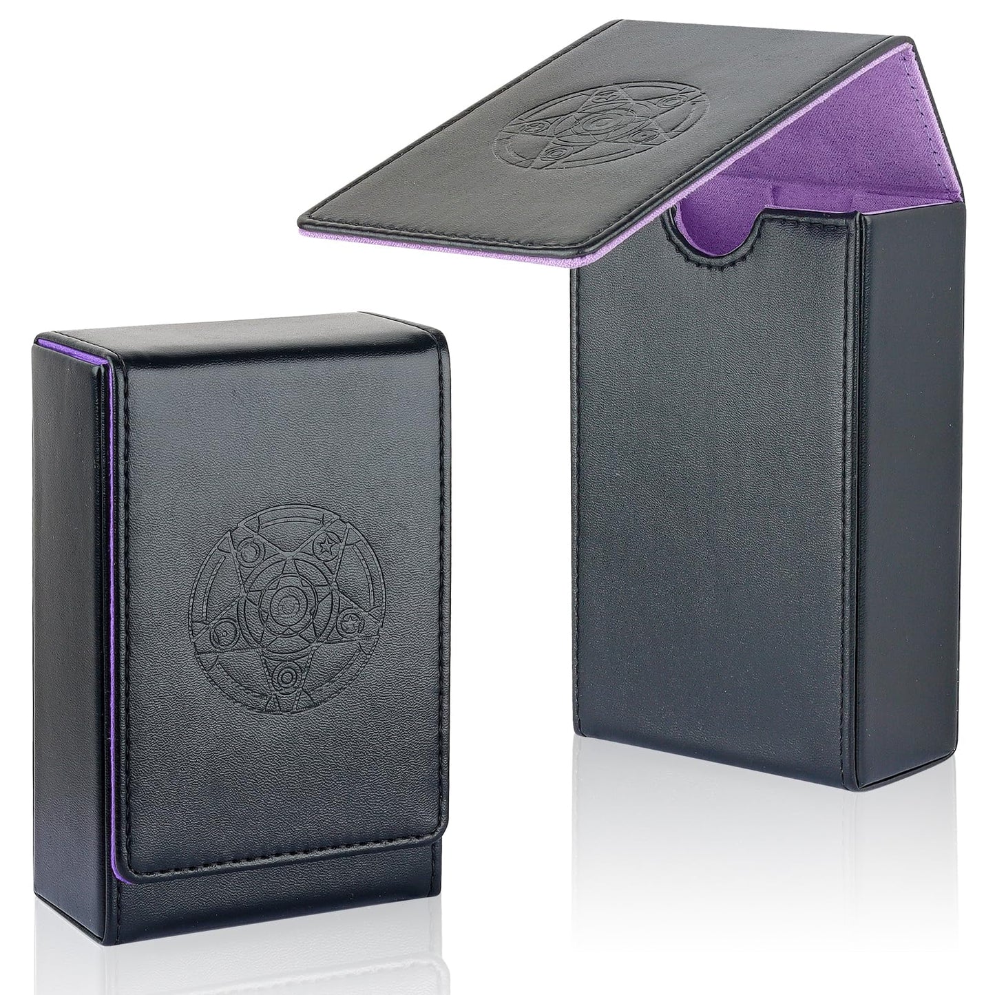 Buweeo Tarot Card Case/Holder, Single Deck Pu Leather Card Holder For Most Standard Size Tarot Cards Or Playing Cards, Black And