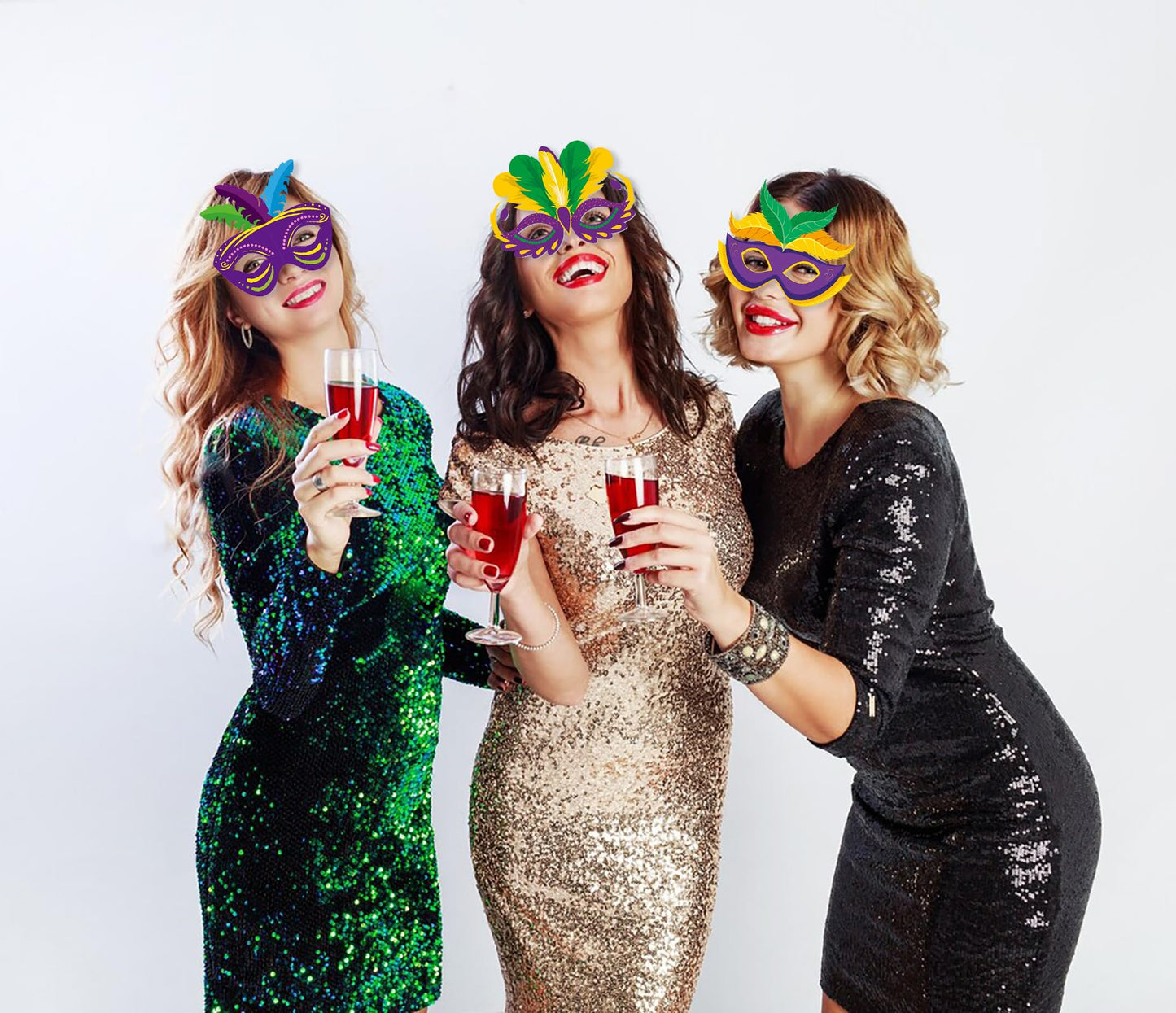 9 Pack Mardi Gras Paper Masks Carnival Parade Face Masks Colorful Cardboard Masks For Mardi Gras Costume Dress Up Accessories Ma