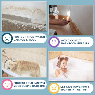 Retractable Bathtub Splash Guard For Tub Kids, Bath Splash Guard For Toddlers Kids Baby, Baby Gate With Clear & Locked Design, N