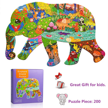 Jigsaw Puzzles For Kids Ages 4-8, 8-10, 10 And Adults 200 Pieces Puzzles Elephant Animal Shaped For Boys And Girls Valentines Day Home Decor Birthday Gift Party Favors