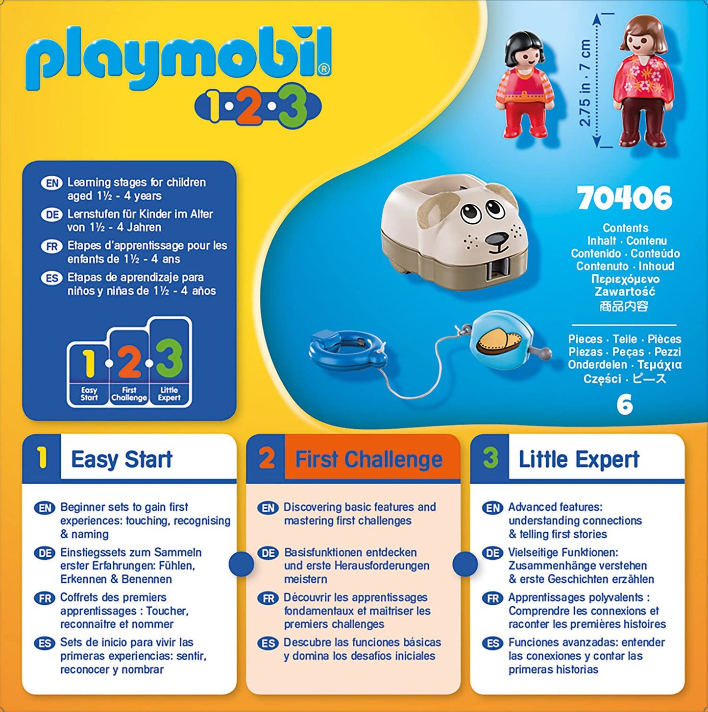 Playmobil 1.2.3 Hondentrein - 70406,Veelkleurig