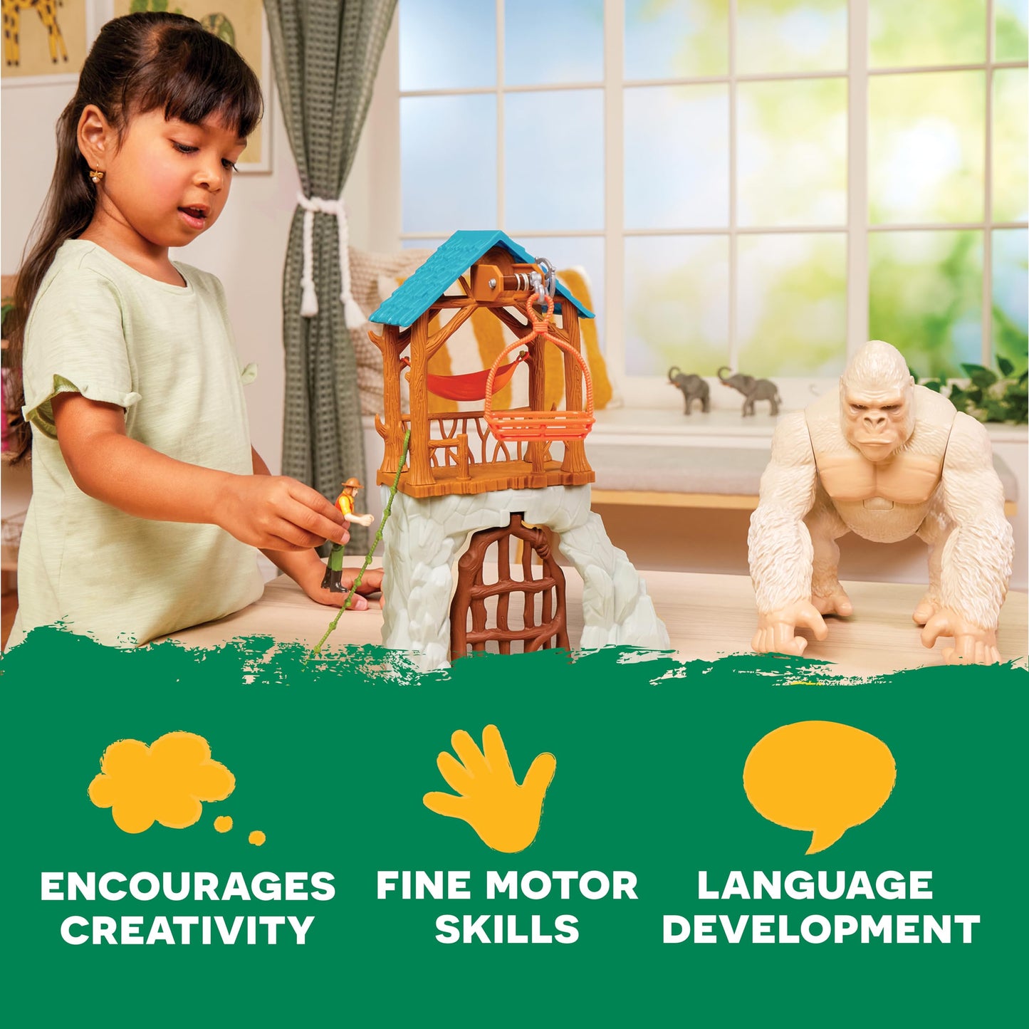 Terra by Battat Gorilla Expedition Playset – Electronic Jungle Toy for 3 Years + – Snowflake Model – Plastic Figurines