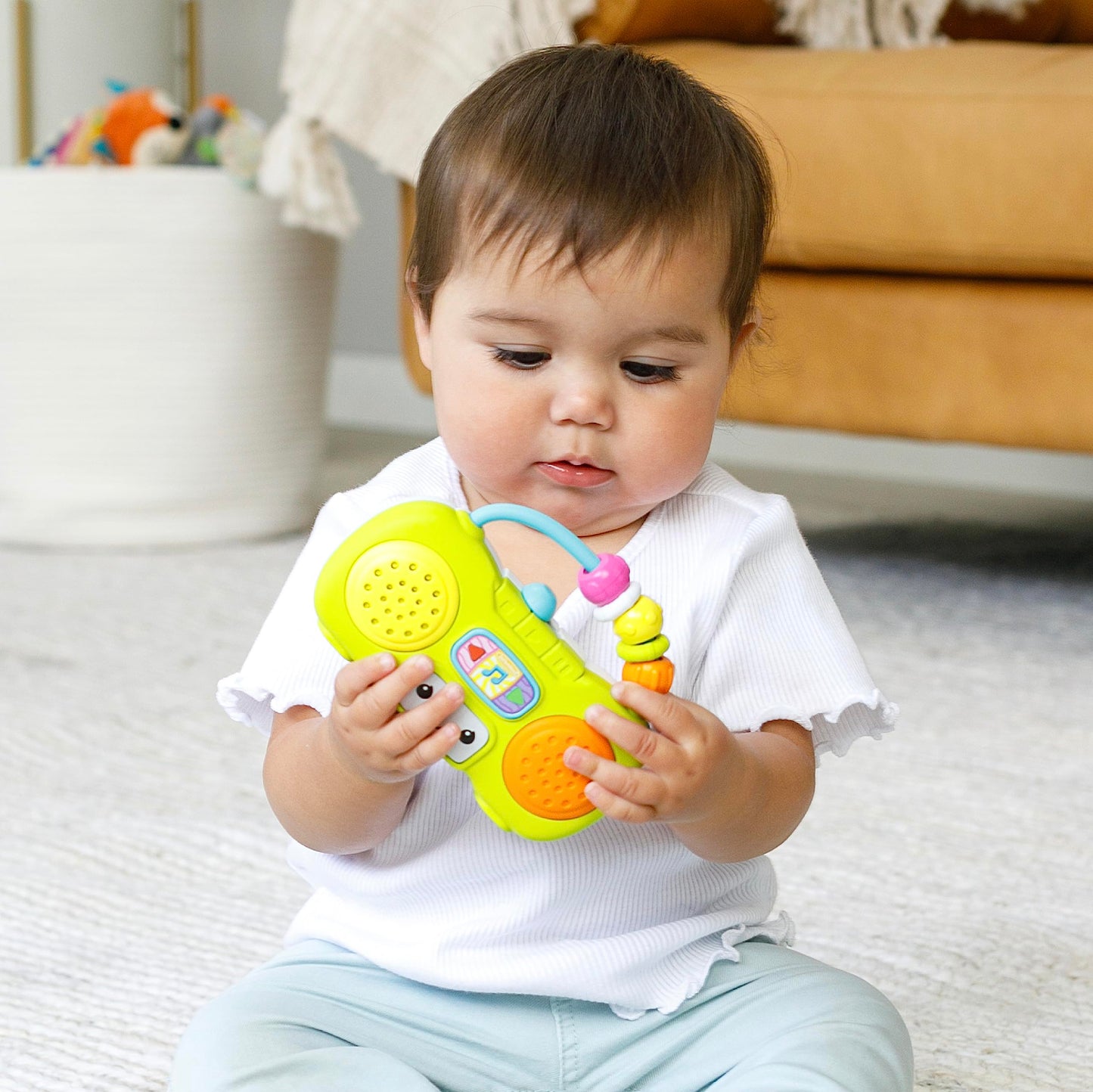 Infantino Music & Light Pretend Mini Boombox - Fine Motor Skills With Melodies & Sounds For Infants & Toddlers, 6M+