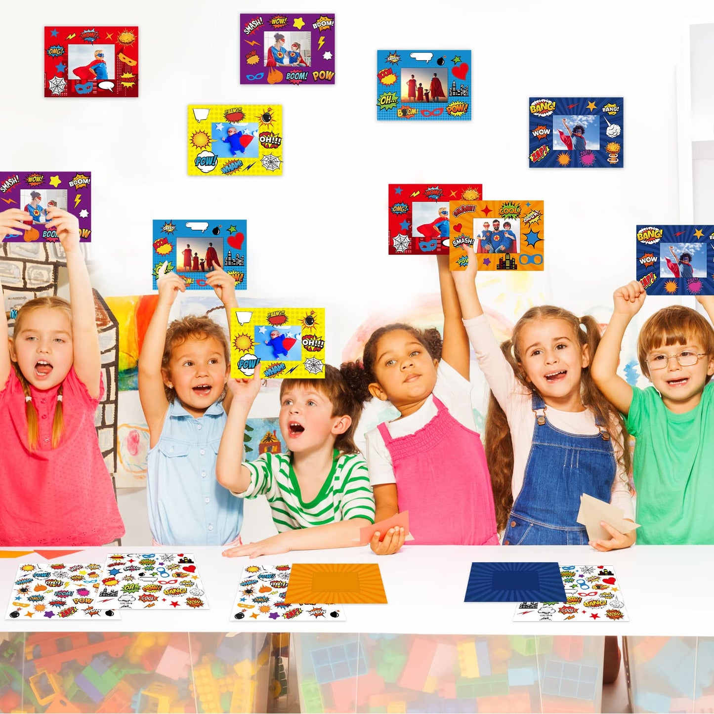 Chiazllta 30 Pack Super Theme Hero Diy Picture Frame Craft Kit For Kids Fashion Hero Diy Photograph Craft Hero Children Stickers