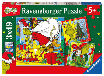 Ravensburger - Jigsaw The Grinch, Gift Idea For Children 5+ Years, Educational And Stimulating Game, 3 Puzzles Of 49 Pieces, 21