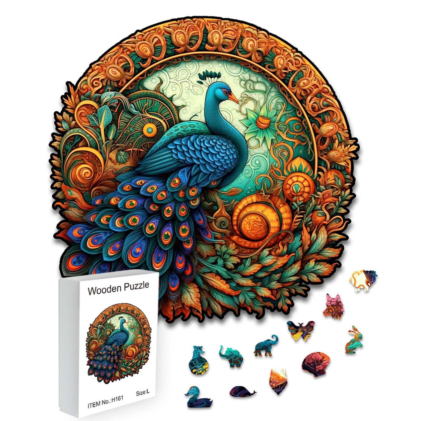 WETUFIN - Wooden Jigsaw Puzzles for Adults, Peacock Style Wooden Jigsaw Puzzles Large Size Puzzles Unique Shape, Gifts for Birth