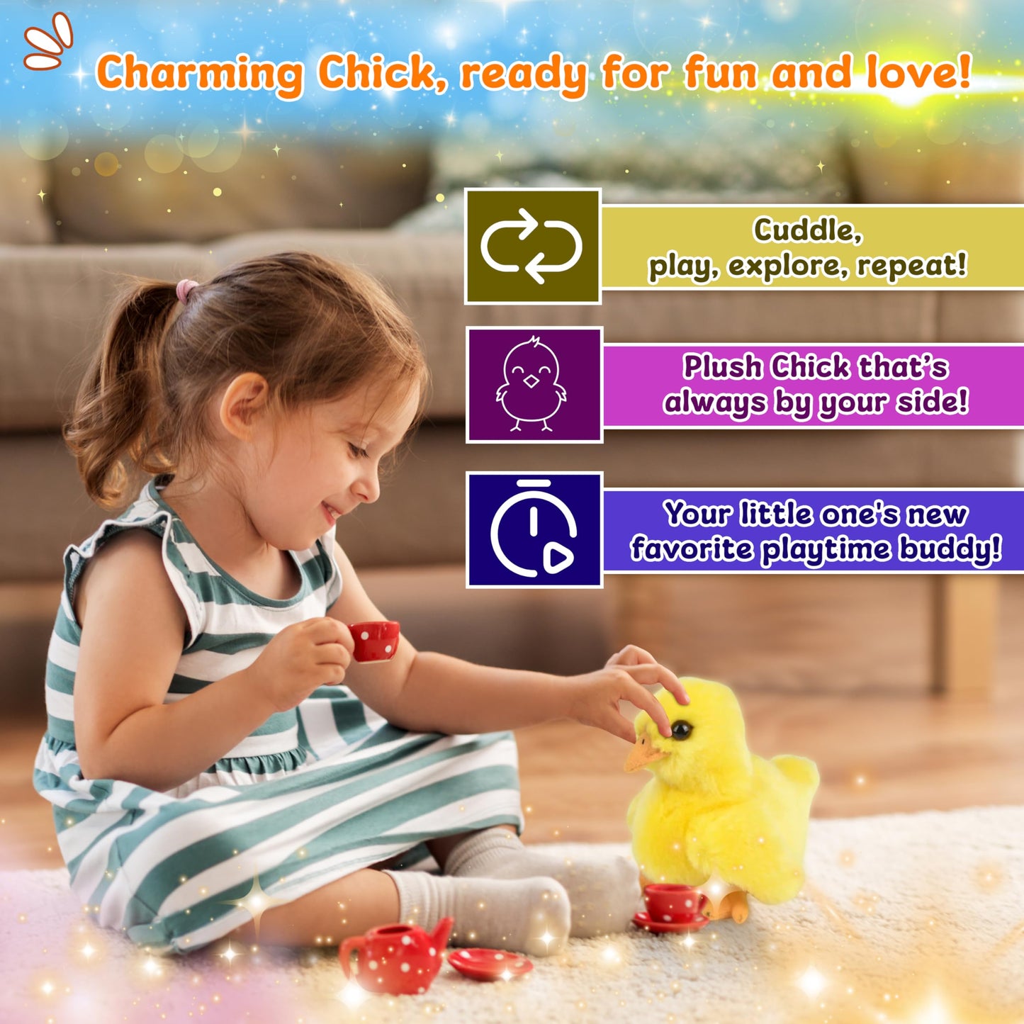 Forest & Twelfth 6'' Stuffed Chicken, Soft Plush Toy, Cute Stuffed Animal For Boys And Girls, Realistic Looking Small Stuffed An