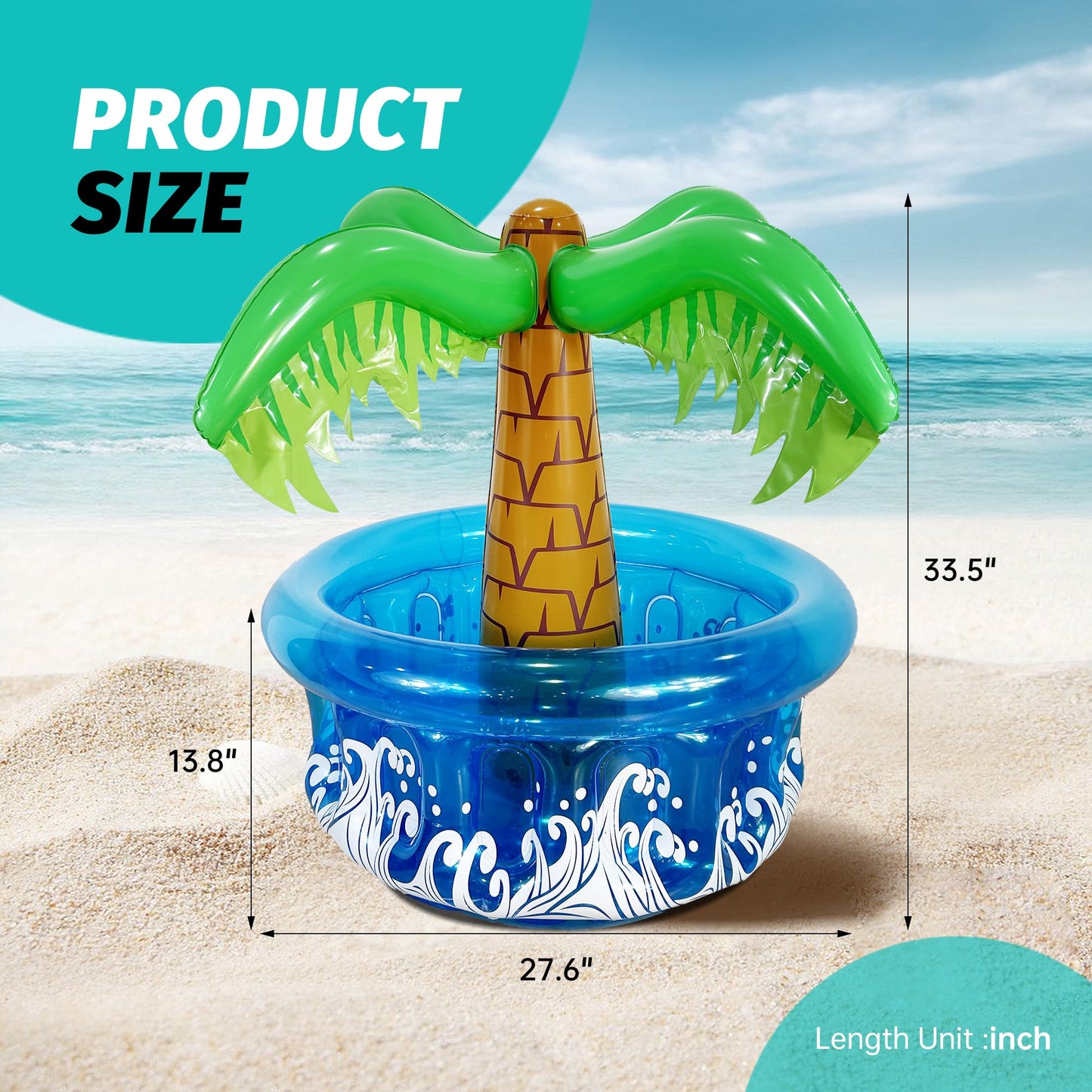 Ritollo 33.5'' Inflatable Palm Tree Cooler, Pool Party Decorations, Summer Luau Party Supplies, Hawaiian Tropical Beach Themed D