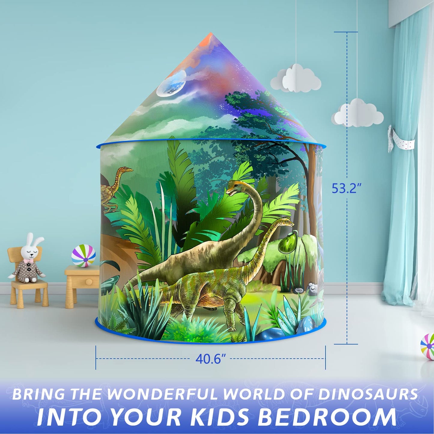 Dinosaur Play Tent For Kids - Pop Up Adventure Tent For Indoor And Outdoor Play