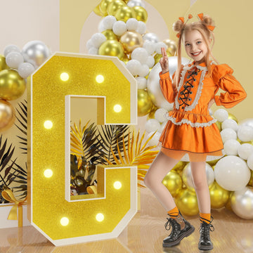 Imprsv Marquee Letters Gold 3Ft: Golden Party Decor - Light Up Letter C Large 3 Feet Tall - Party Decorations Letter For Birthda