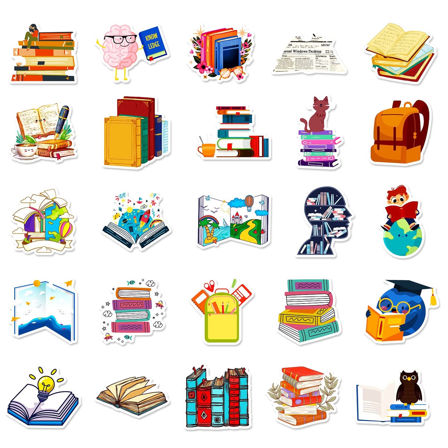 100 Pcs Book Stickers Bulk, Reading Stickers For Water Bottles, Library Stickers, Book Accessories For Reading Lovers, Vinyl Wat