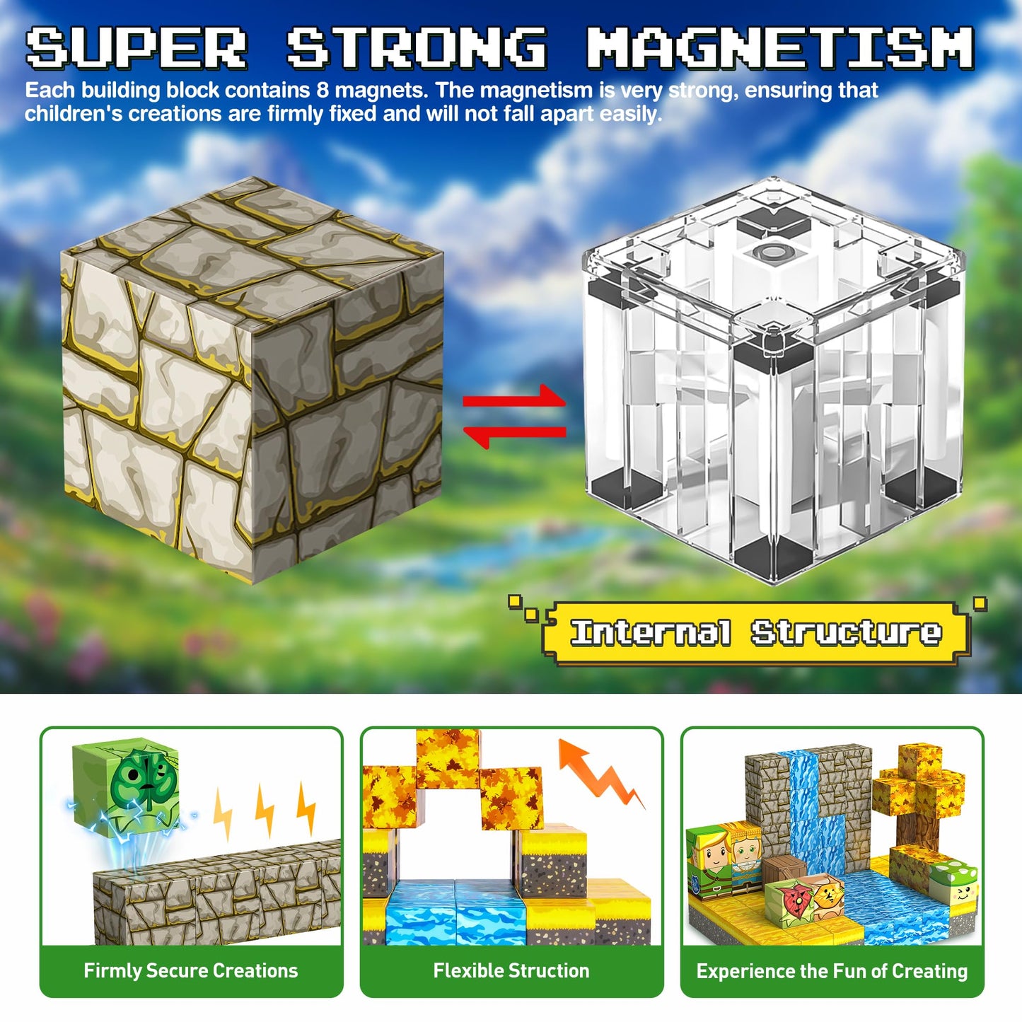 Magnetic Building Blocks For Botw Fans, Koroks Magnet Cubes Blocks For Kids 5-7, Stem Building Game Sensory Outdoor Toys Christm