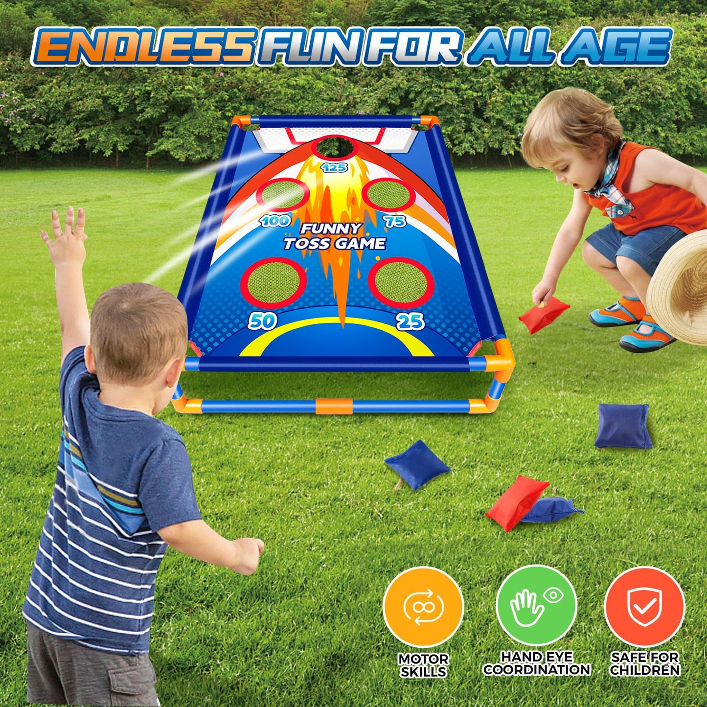 ShyLizard Blue Bean Bag Toss Game for Kids - Perfect Outdoor Toy for Ages 3-8, Ideal Birthday and Christmas Gift, Family Party Fun