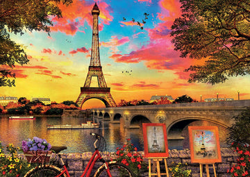 Educa 3000 Piece Sunset in Paris Jigsaw Puzzle - Includes Puzzle Glue, Multicolor, Model 17675, Ages 14+