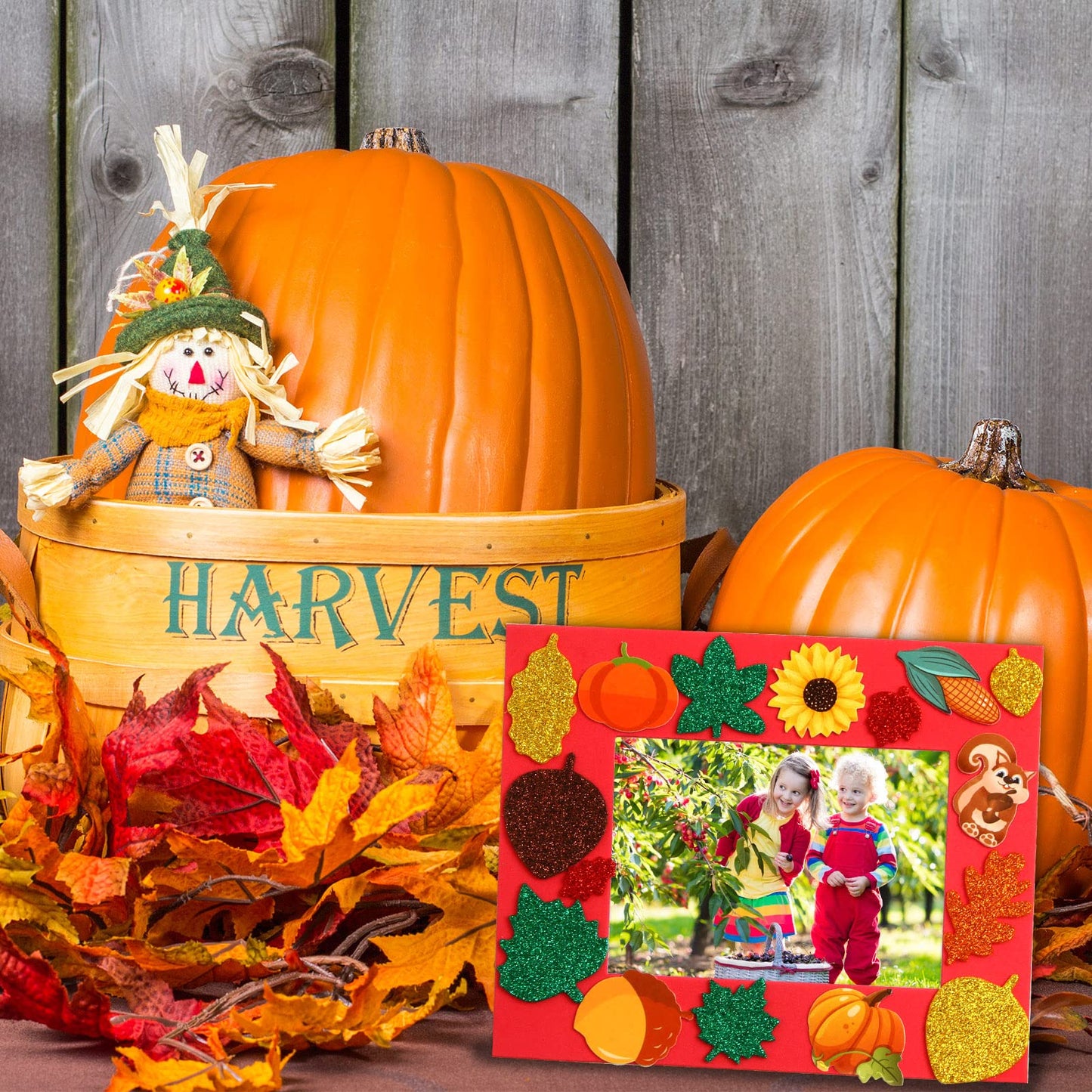 Fall Crafts for Kids Autumn Picture Frame Craft Kits Foam Crafts for Thanksgiving Toddlers Seasonal Decorations 12 Sets