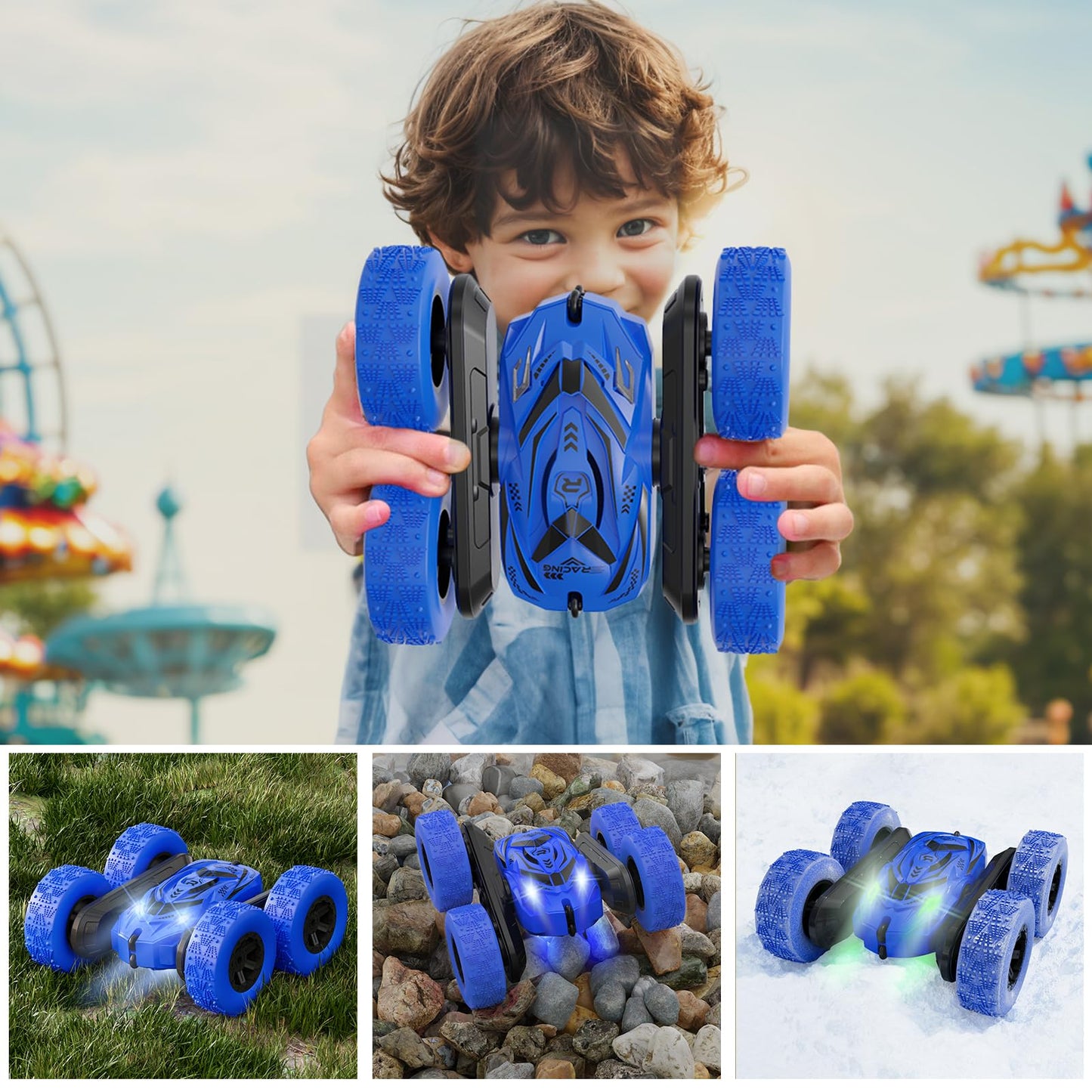 Remote Control Car for Boys 4-7, RC Cars with Headlights Double-Sided Driving 360 Flips Rotating for Kids Ages 4+ Year Old, RC S