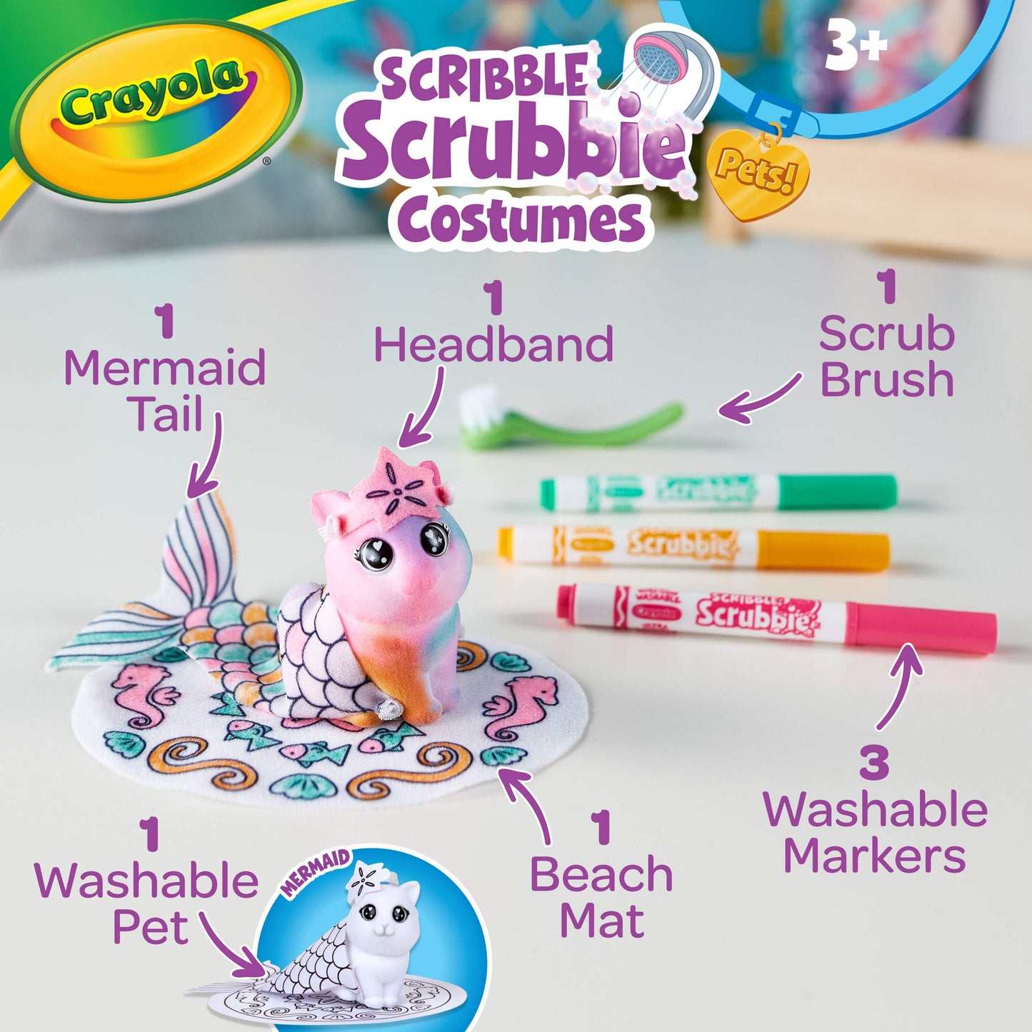 Crayola Scribble Scrubbie Mermaid Costume Playset, Toy For Kids, Gift