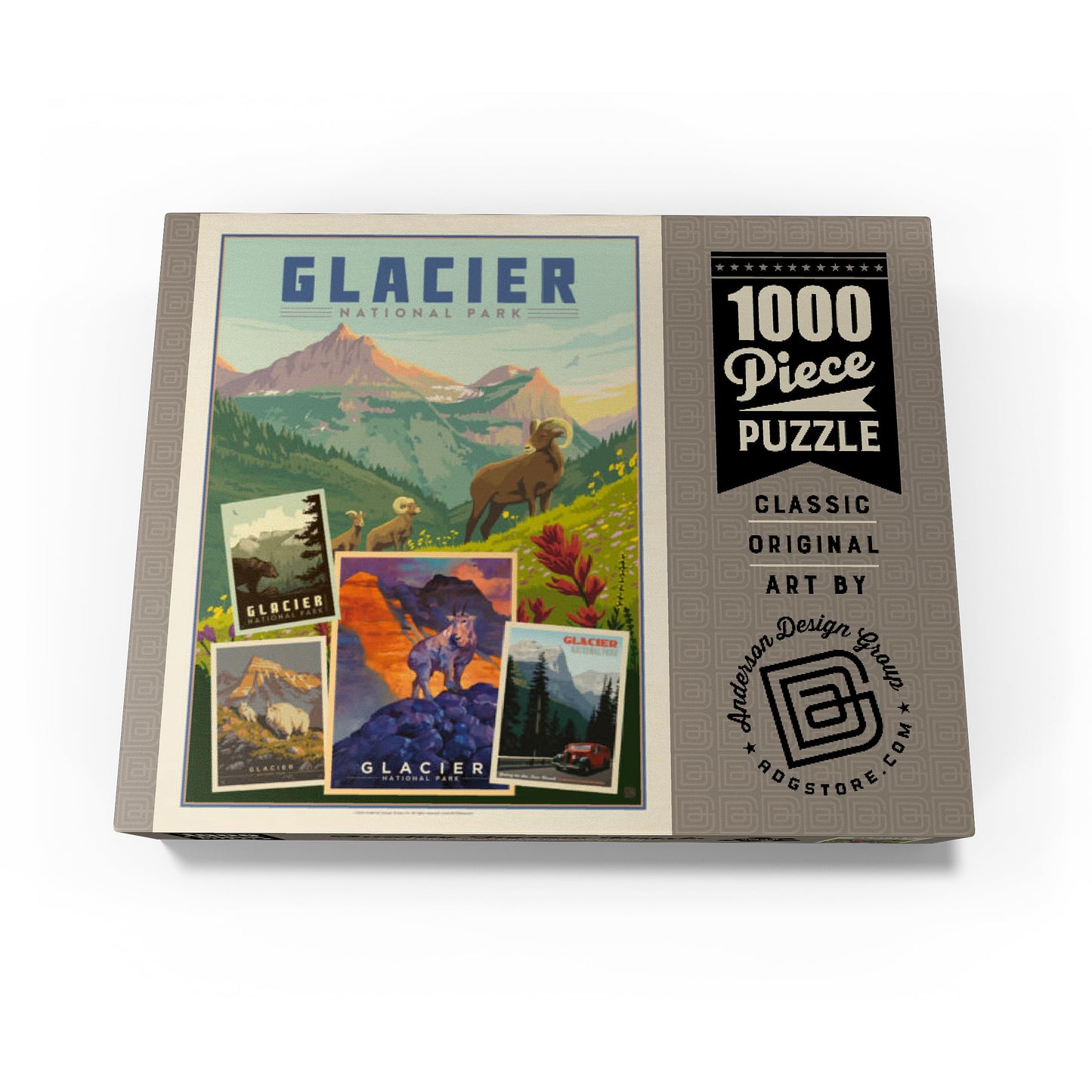 Mypuzzle Glacier National Park: Collage Print, Vintage Poster - Premium 1000 Piece Jigsaw Puzzle For Adults