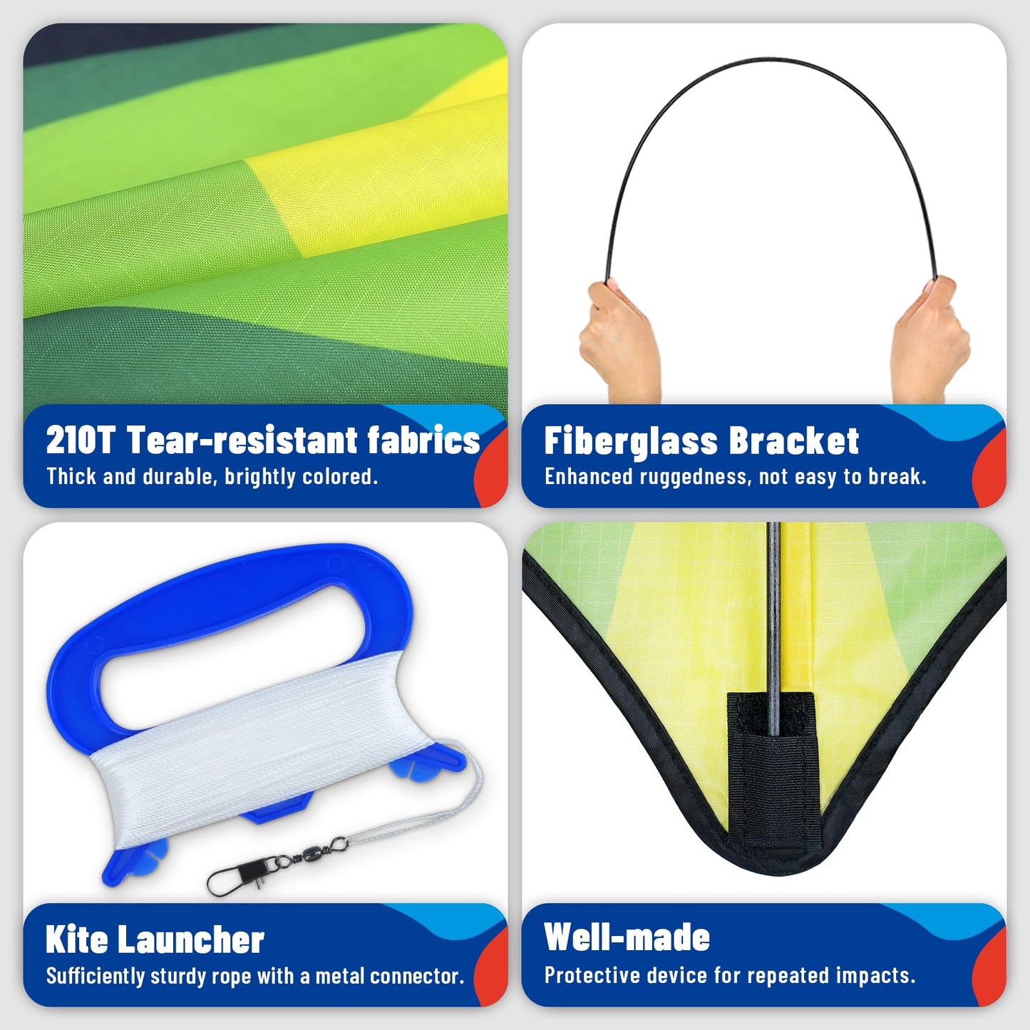Sgftre Red Green Blue Three Piece Large Delta Kite,Extremely Easy To Launch For Beginners,Kites For Kids And Adults,Kite For Out