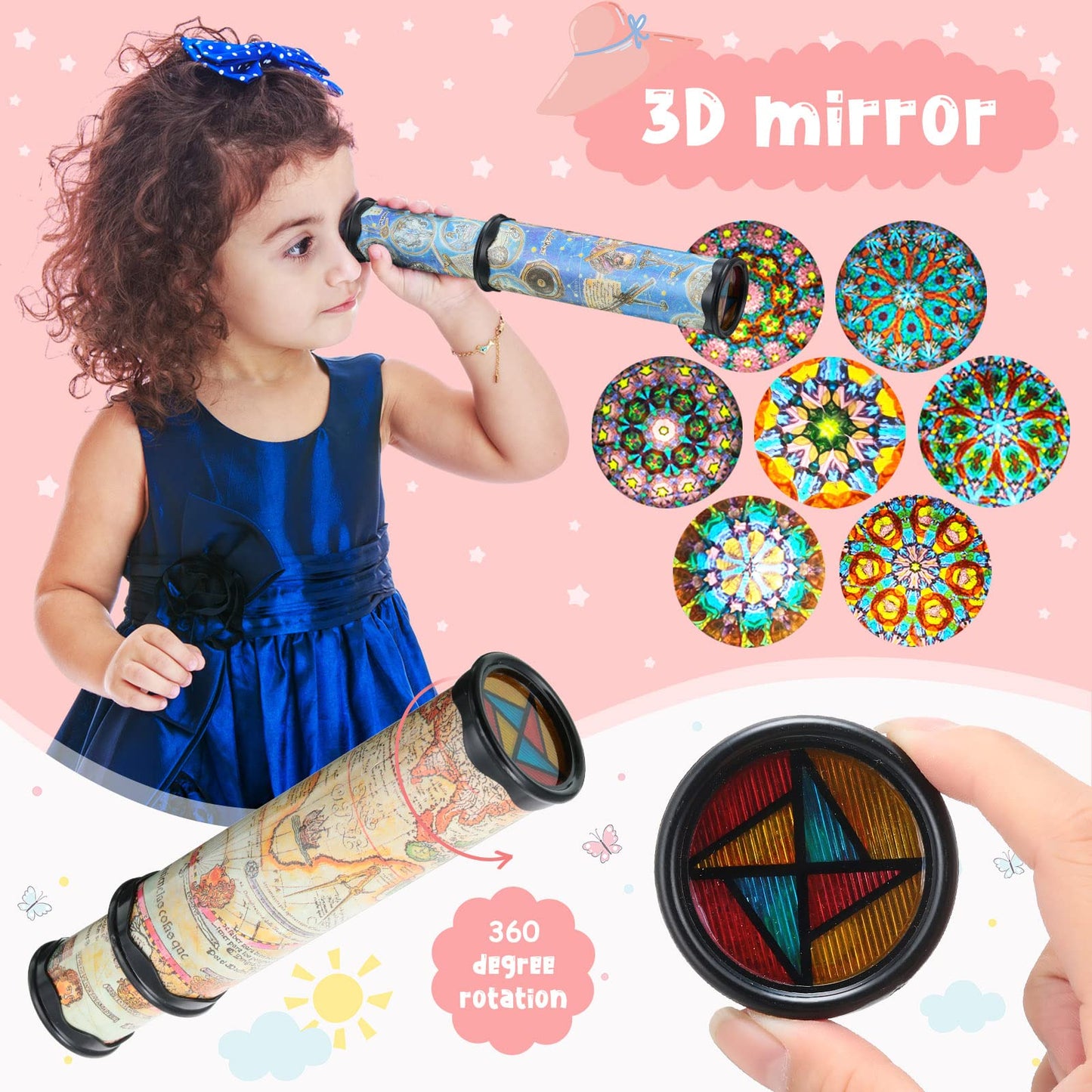 Yunsailing 12 Pack Magic Kaleidoscope World Kaleidoscope Classic Toys Retro Toys Stretchable Long Kaleidoscope Bulk Party Favors Educational Science Developmental Toy For Boy Girl Adults Birthday