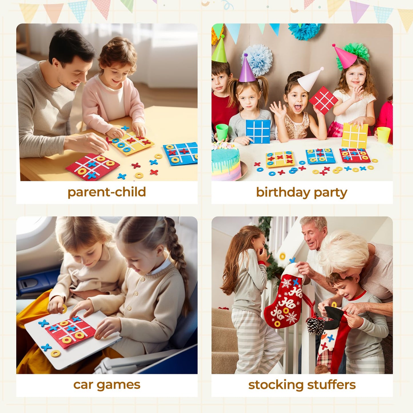 JoyCat Tic Tac Toe Strategic Board Game for Kids and Family,Birthday Party Favors,Classic Educational Toys for Goodie Bag Stuffe