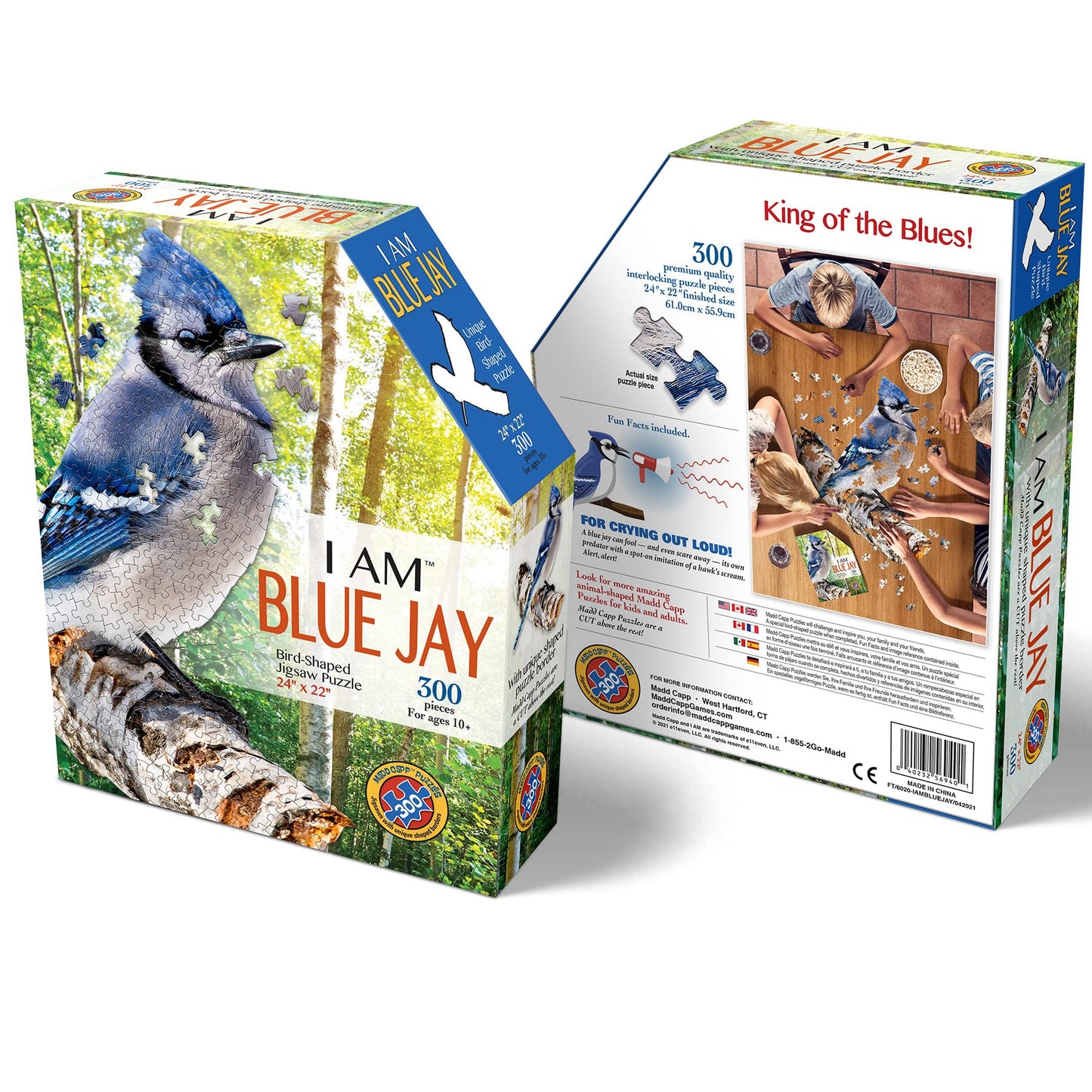 Madd Capp Puzzles - I Am Blue Jay - 300 Pieces - Animal Shaped Jigsaw Puzzle,Multi