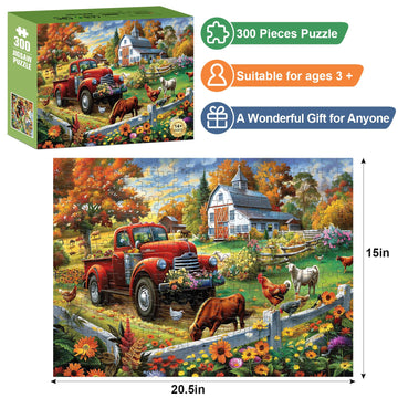 300 Pieces Jigsaw Puzzle For Adults,Country Life Puzzle 300 Pieces Highlights The Agricultural Life And Rural Beauty - Thick,Stu