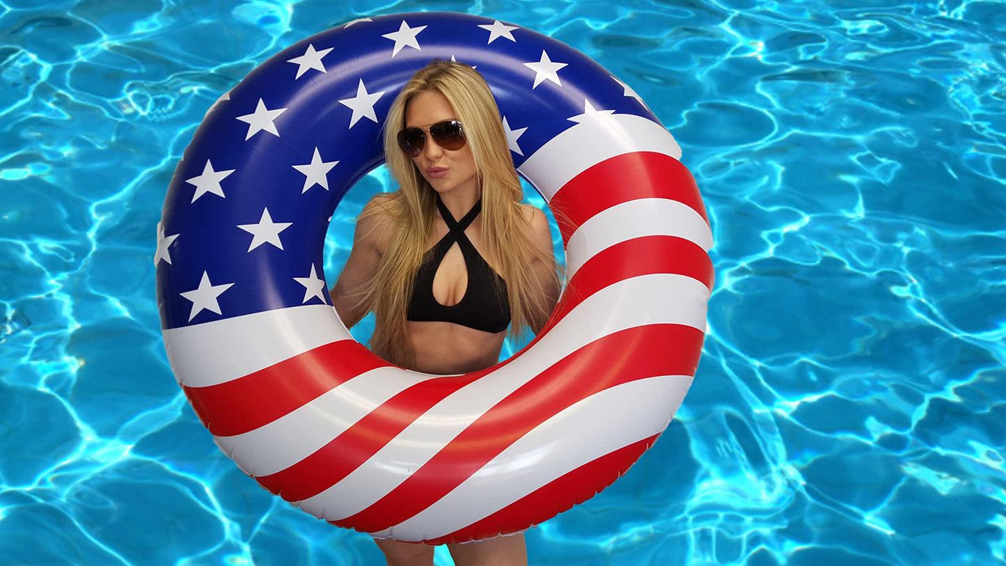 Inflatable Pool Floats - Avocado Pool Raft, Peach Pool Float, Gold Glitter Pool Float (Usa Flag)