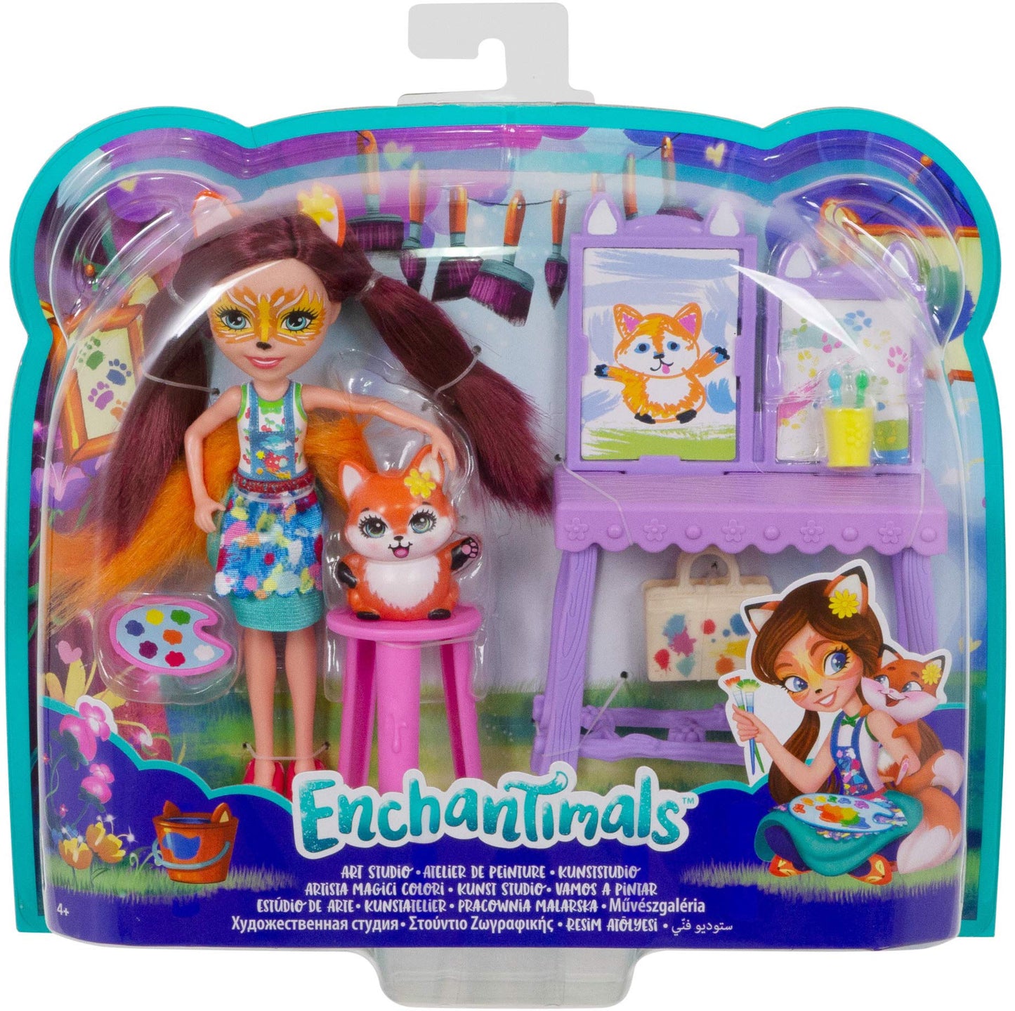 Enchantimals Art Studio Playset with Felicity Fox Doll and Flick Fox, 6-inch Small Doll, with Easel, Stool and Smaller Art and P