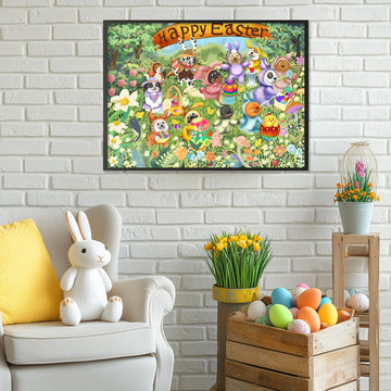 Easter Jigsaw Puzzles 500 Pieces For Adults - Easter Party Colorful Rabbits Egg Puzzles (Easter Party)