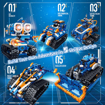 Demkia 5In1 Robot Kit Building Set, 560 Pcs App & Remote Control Mech Rc Robotics For Kids Ages 8-12, Stem Coding Robots Buildin