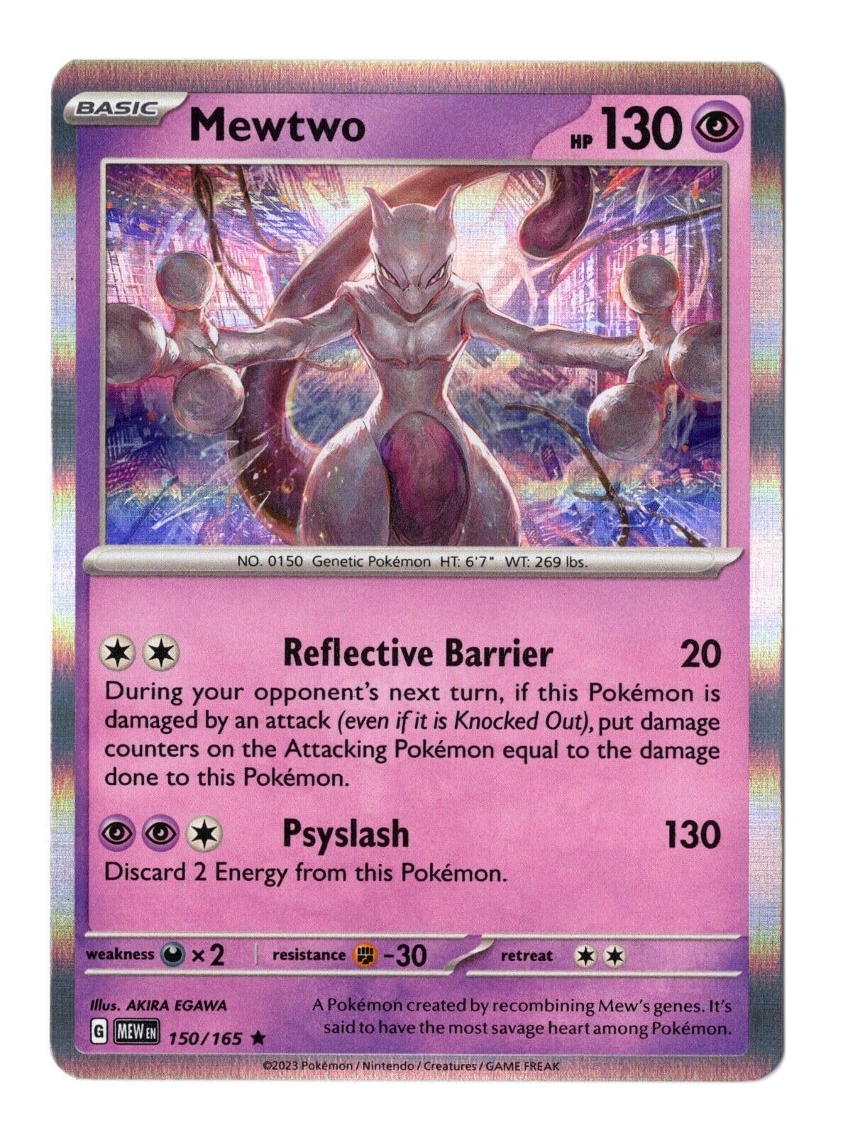 Pokemon Mewtwo Holo Rare Card 150/165 - Scarlet & Violet - English - Blue - Paper/Cardstock